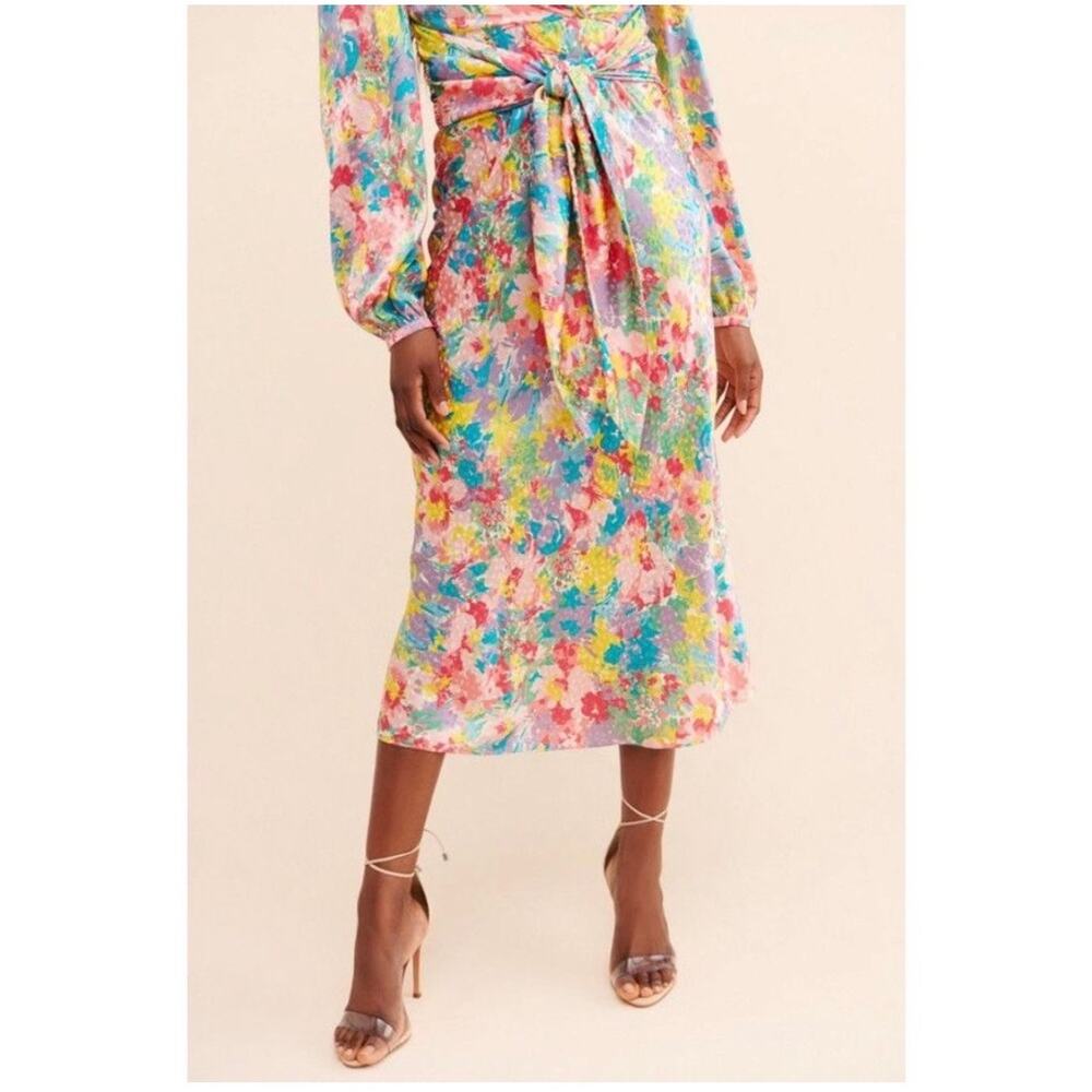 Ronny Kobo Mia Floral Midi Dress Long Sleeve Cocktail - Picture 4 of 11